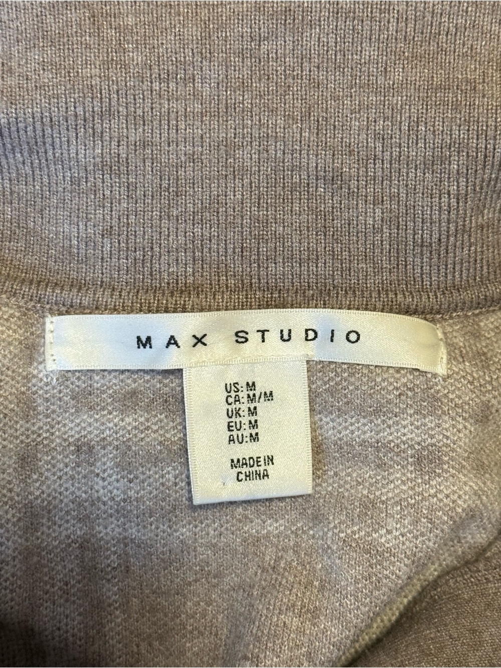 Plaid Collar Knit Sweater - Taupe / Cream - Picture 3 of 3